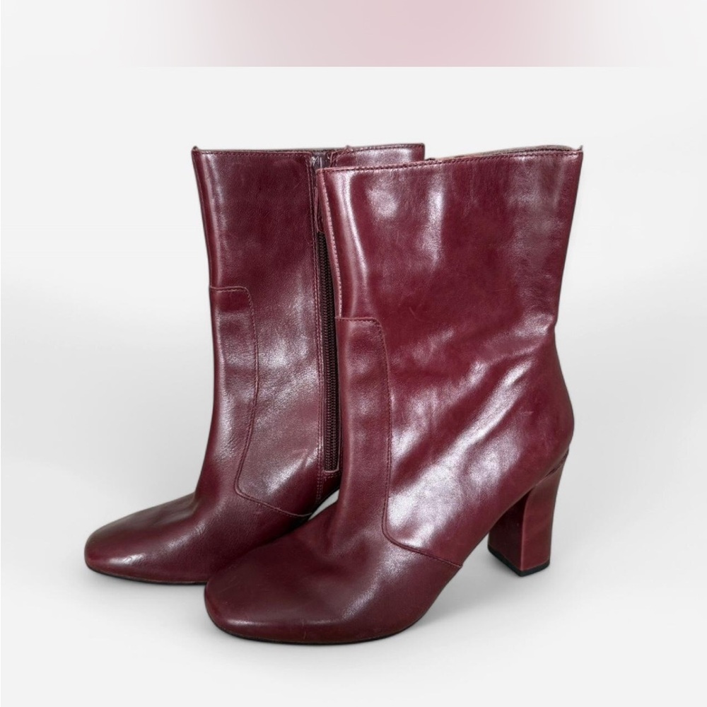 Women's Burgundy Leather Ankle Boots
